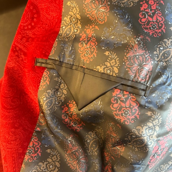 Van Heusen Studio Red Paisley Blazer 46R 100% Cotton - Picture 12 of 12